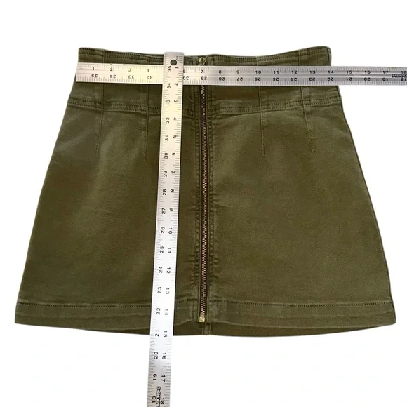 We the Free Mini Skirt Virgo Zip-Front Cadet Green Denim Women’s Size 29 - Picture 7 of 8